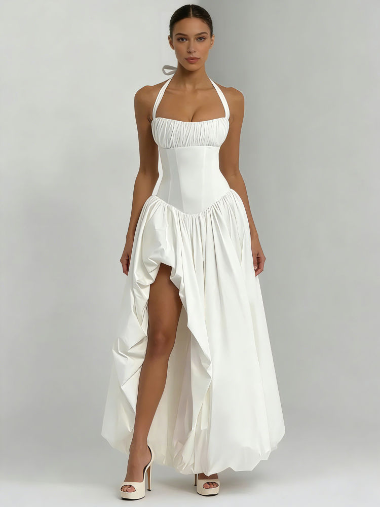 TWOTWINSTYLE Tunic Side Split Strapless Elegant Dress
