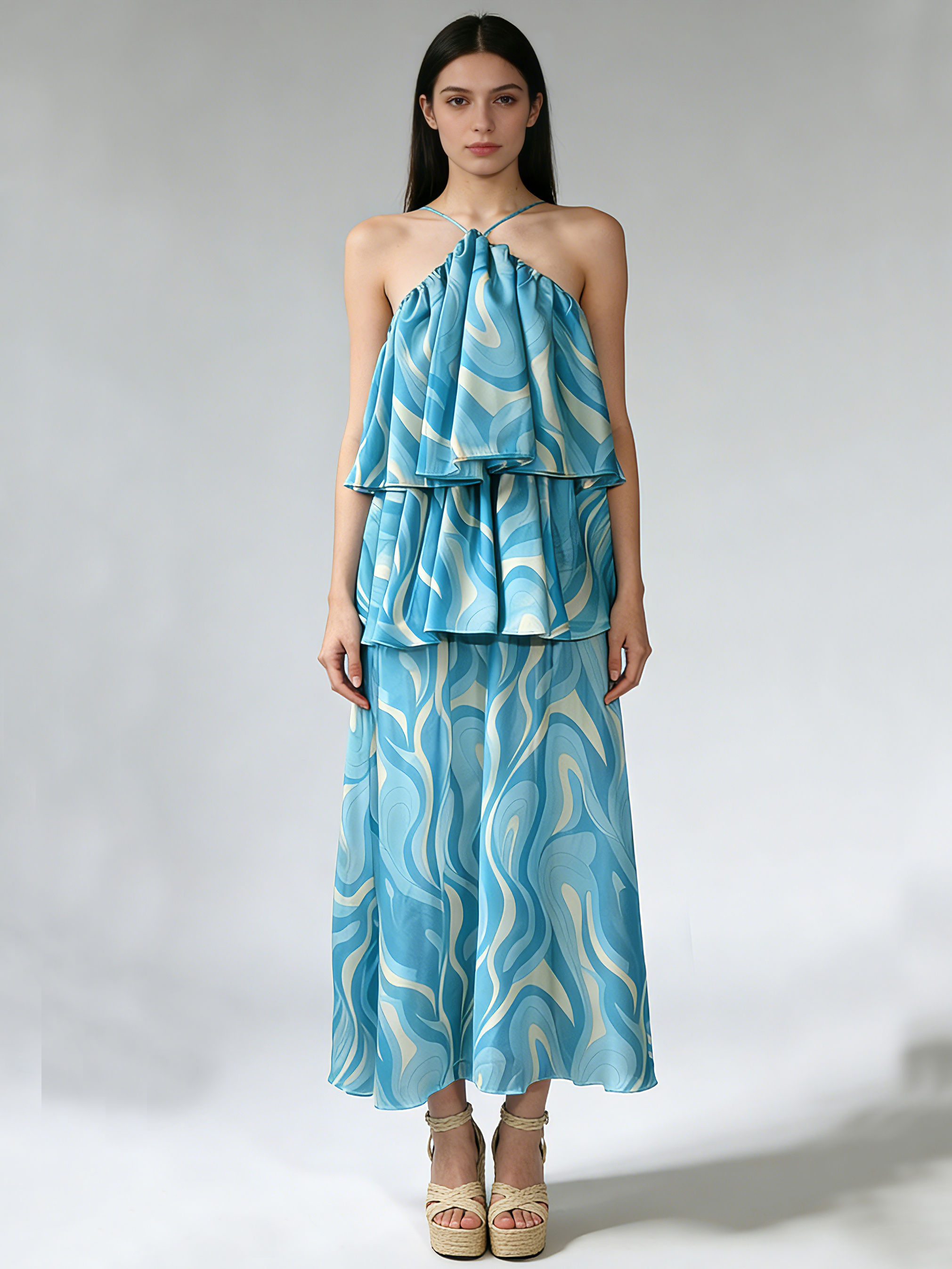 Teotwin Style TWOTWINSTYLE Vintage Hit Color Loose Sleeveless Dress