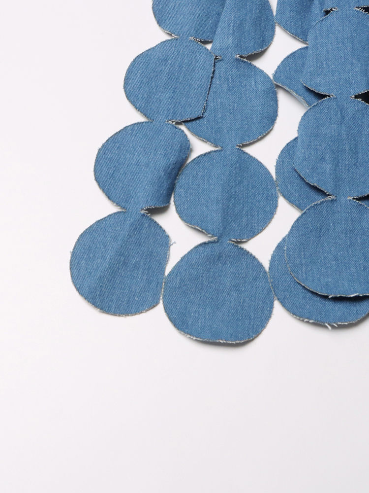TWOTWINSTYLE Patchwork Denim Dot Hollow Out Sleeveless Sexy Dress
