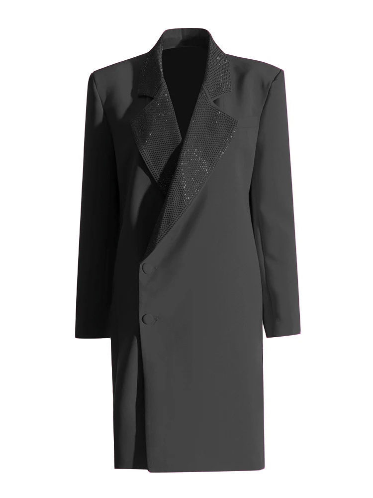 TWOTWINSTYLE Solid Patchwork Diamonds Elegant Blazers