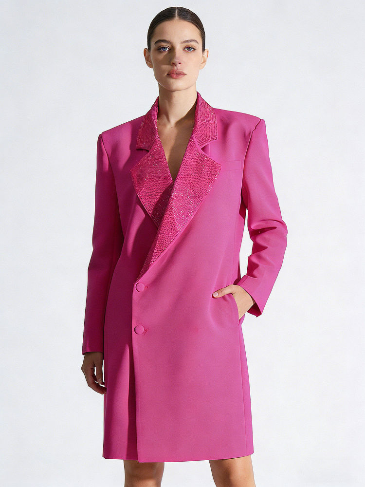 TWOTWINSTYLE Solid Patchwork Diamonds Elegant Blazers