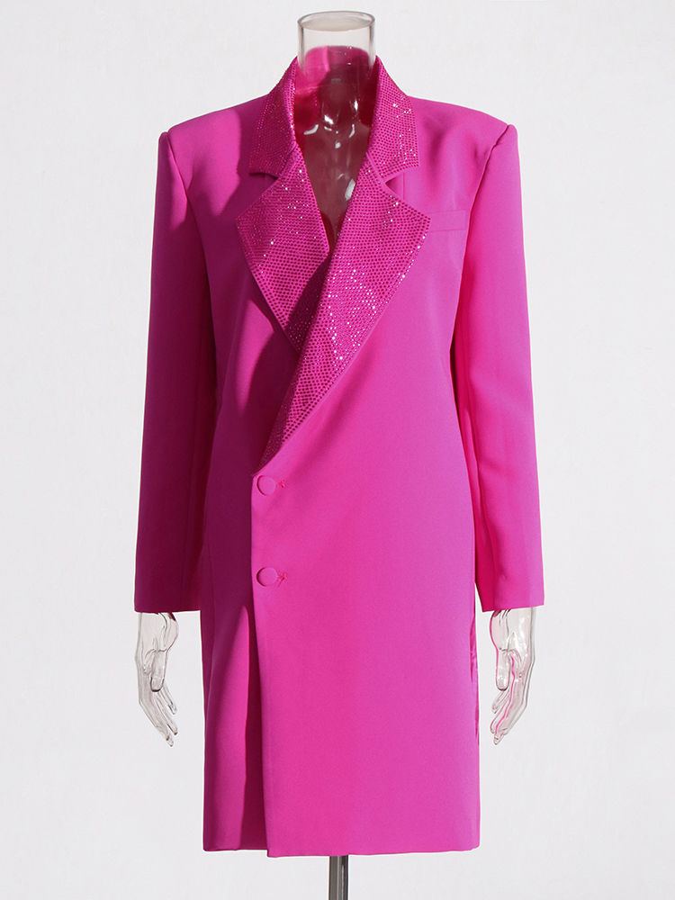 TWOTWINSTYLE Solid Patchwork Diamonds Elegant Blazers