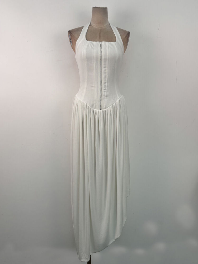 TWOTWINSTYLE Solid Sleeveless Tunic Elegant Midi Dress