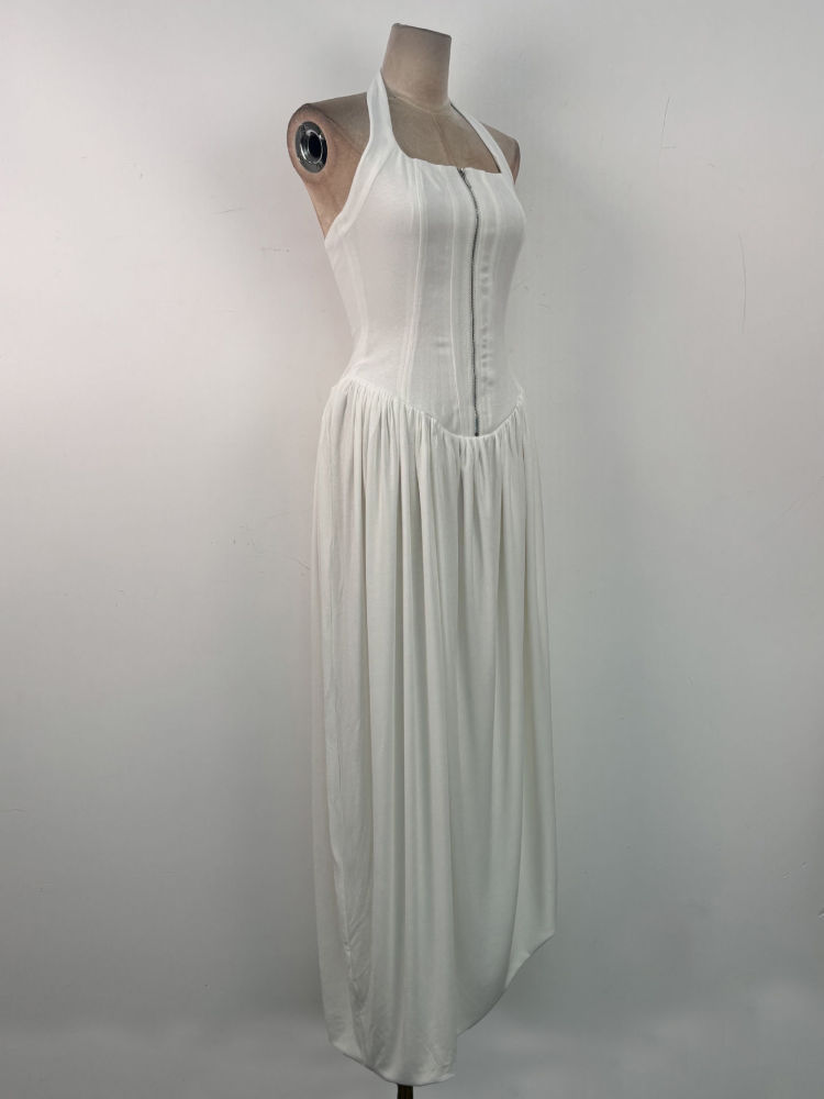 TWOTWINSTYLE Solid Sleeveless Tunic Elegant Midi Dress