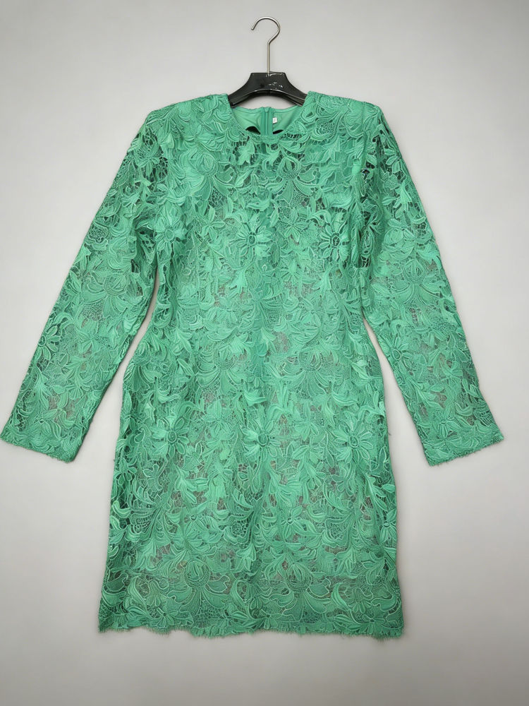 TWOTWINSTYLE Solid With Long Sleeve Spliced Lace Designer Dress