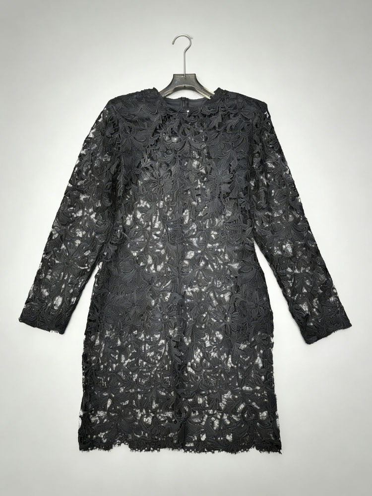 TWOTWINSTYLE Solid With Long Sleeve Spliced Lace Designer Dress