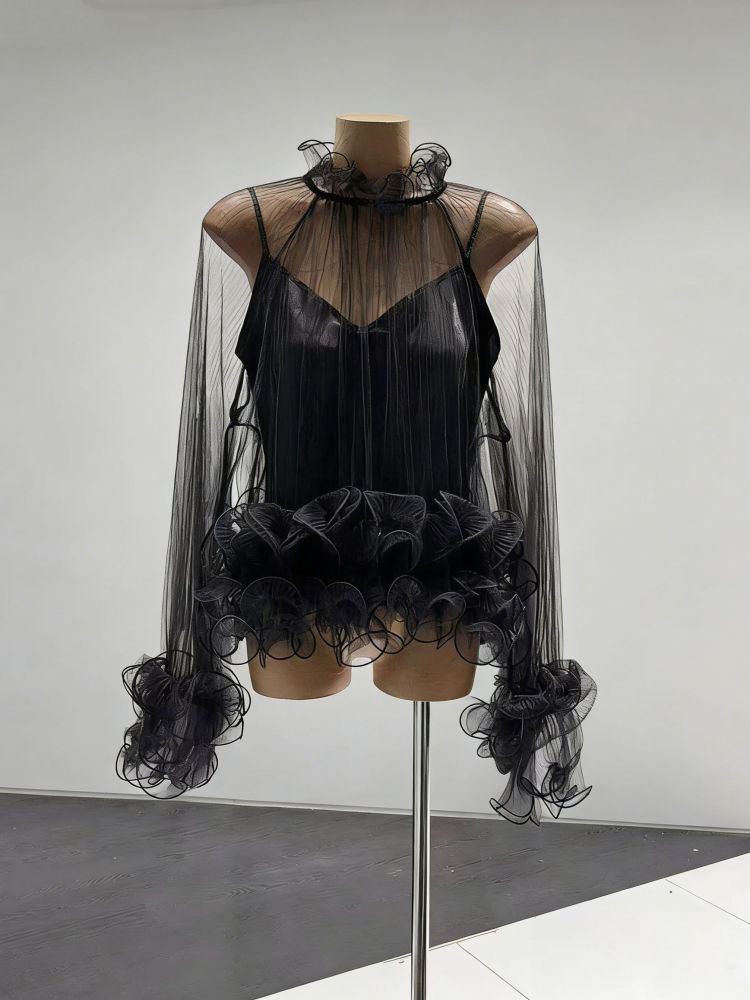 TWOTWINSTYLE Spliced Ruffles Minimalist Chic Shirt