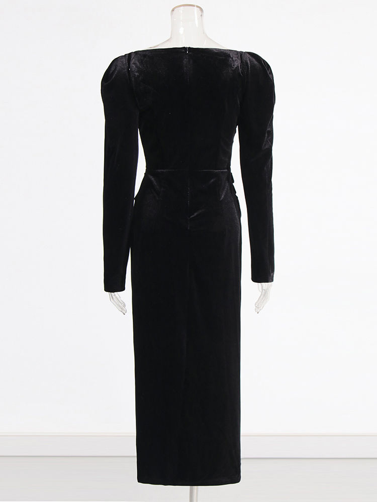 TWOTWINSTYLE Square Collar High Waist Vintage Dress