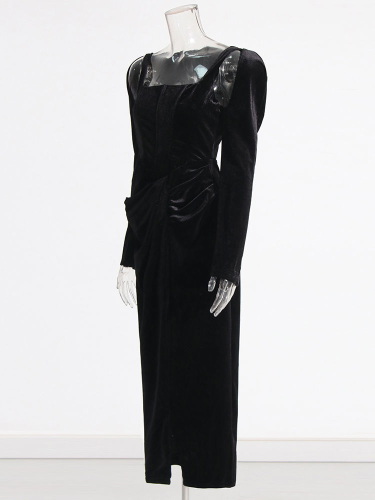 TWOTWINSTYLE Square Collar High Waist Vintage Dress