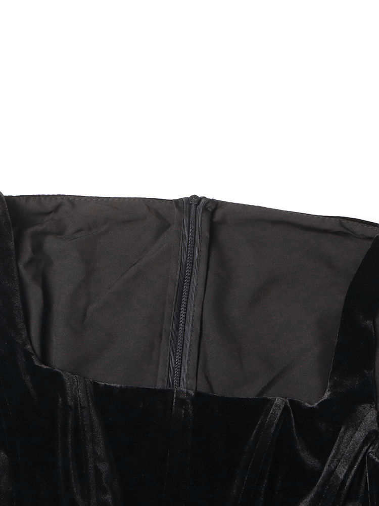 TWOTWINSTYLE Square Collar High Waist Vintage Dress