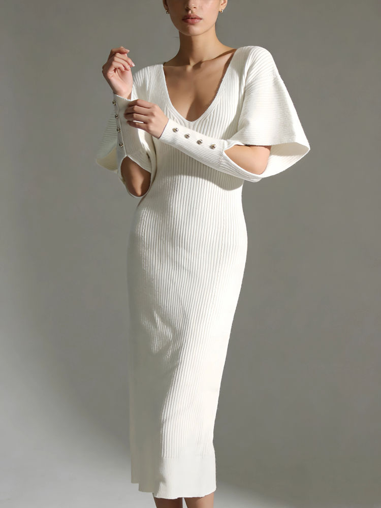 TWOTWINSTYLE V Neck Hollow Out Slimming Fashion Dress