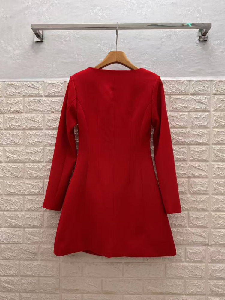 TWOTWINSTYLE Vintage Solid Square Collar Tunic Dress