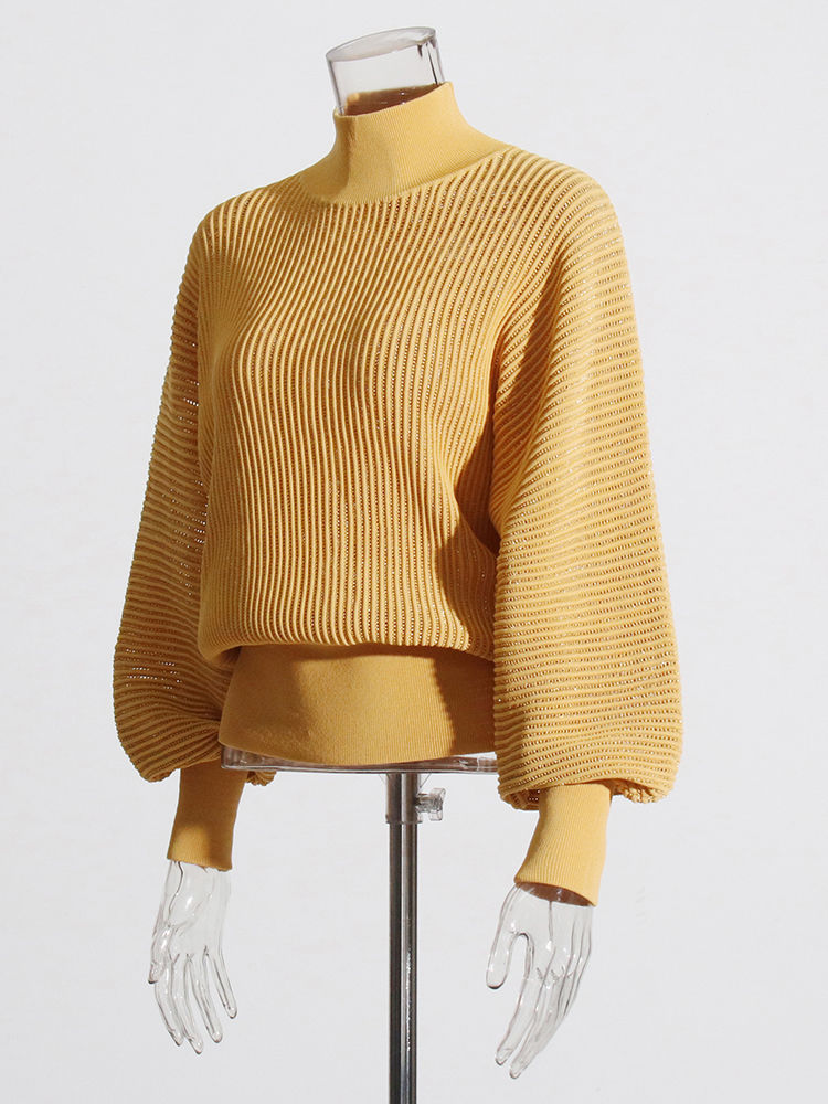 TWOTWINSTYLE Vintage Turtleneck Long Sleeves Loose Sweater