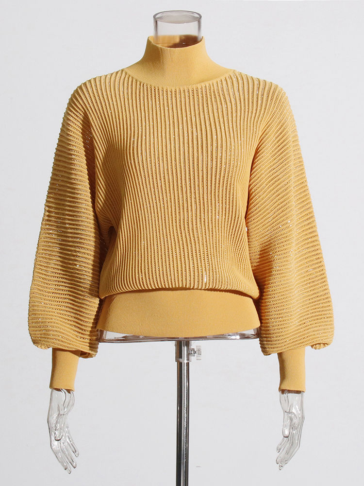 TWOTWINSTYLE Vintage Turtleneck Long Sleeves Loose Sweater