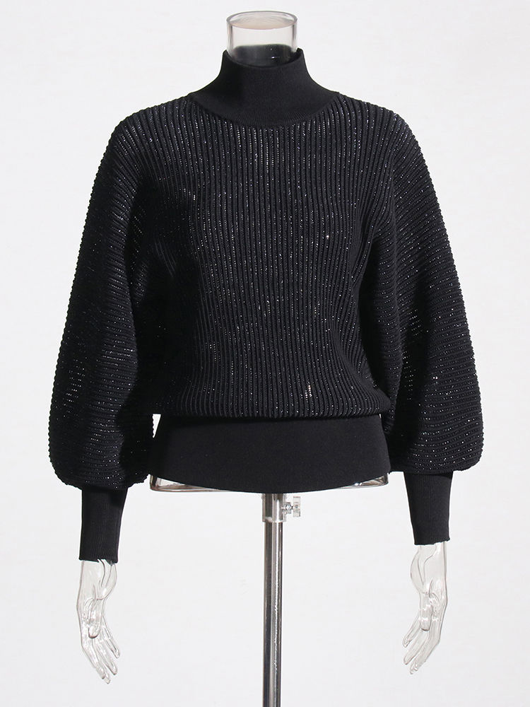 TWOTWINSTYLE Vintage Turtleneck Long Sleeves Loose Sweater