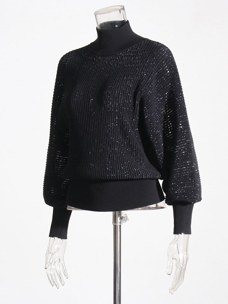 TWOTWINSTYLE Vintage Turtleneck Long Sleeves Loose Sweater