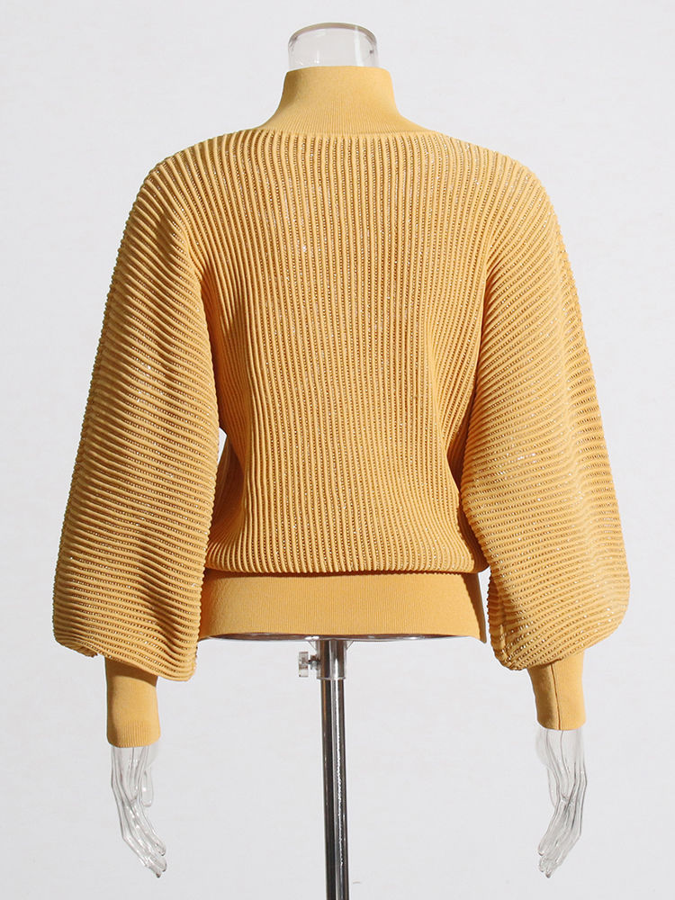 TWOTWINSTYLE Vintage Turtleneck Long Sleeves Loose Sweater