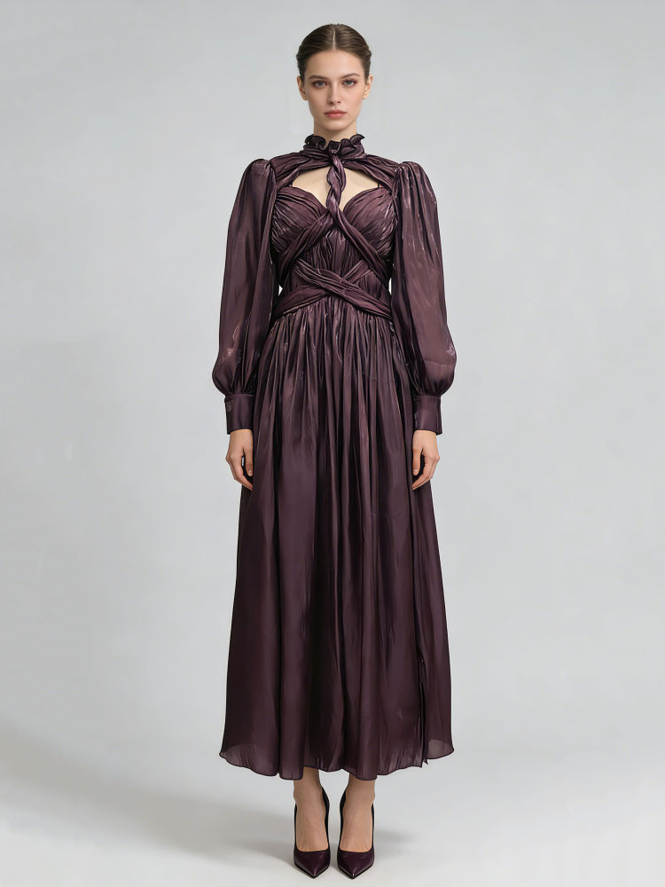 TWOTWINSTYLE Hollow Out High Waist Side Split Fashion Dress