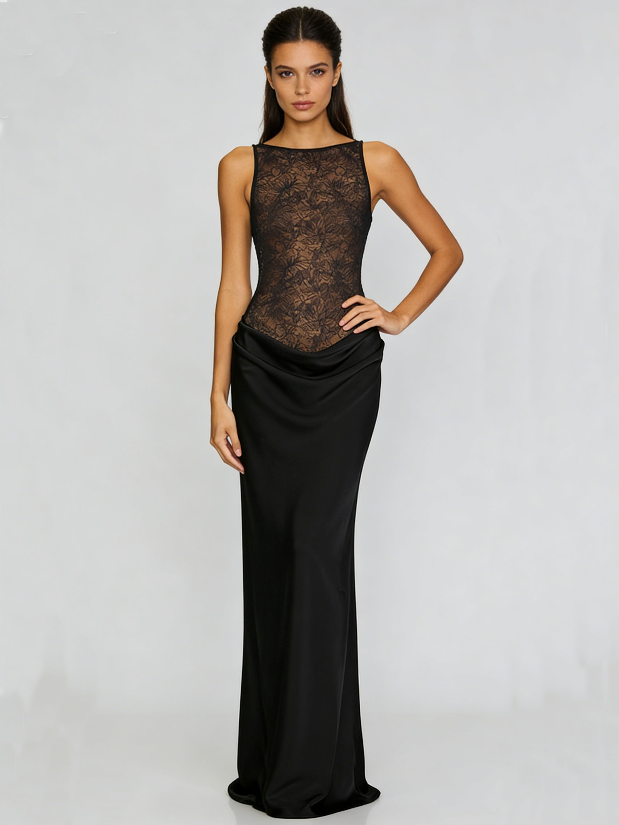 TWOTWINSTYLE Sleeveless Spliced Lace Slimming Designer Dress