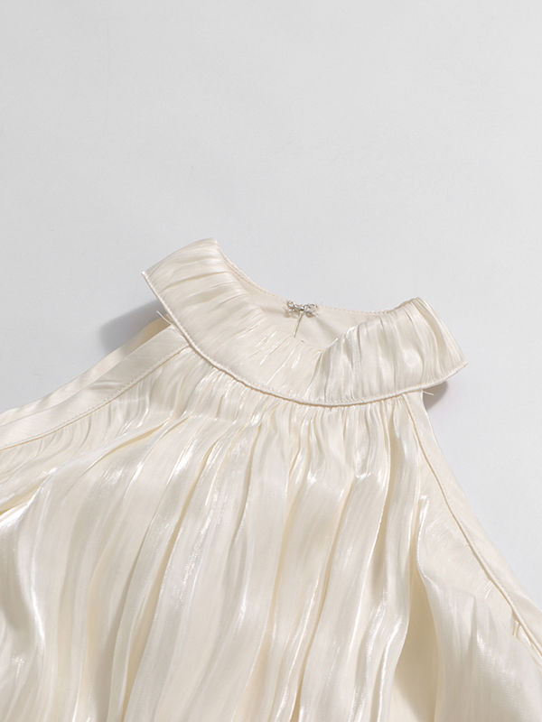 TWOTWINSTYLE Solid Stand Collar Tunic Elegant Dress