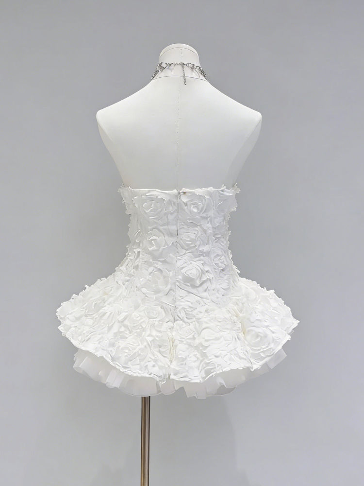 TWOTWINSTYLE Sleeveless Spliced 3D Flower High Waist Dress