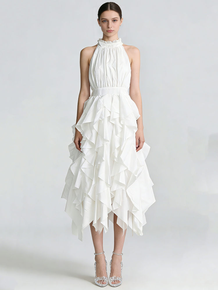 TWOTWINSTYLE Solid Sleeveless High Waist Ruched Fashion Dress
