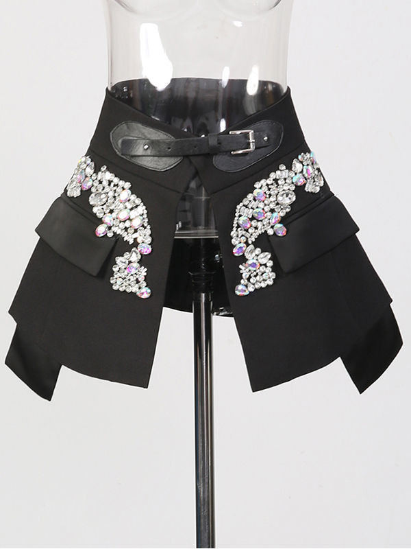 TWOTWINSTYLE Solid Spliced Diamond Fashion Skirt
