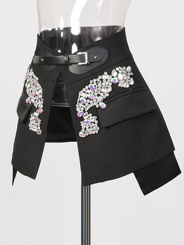 TWOTWINSTYLE Solid Spliced Diamond Fashion Skirt