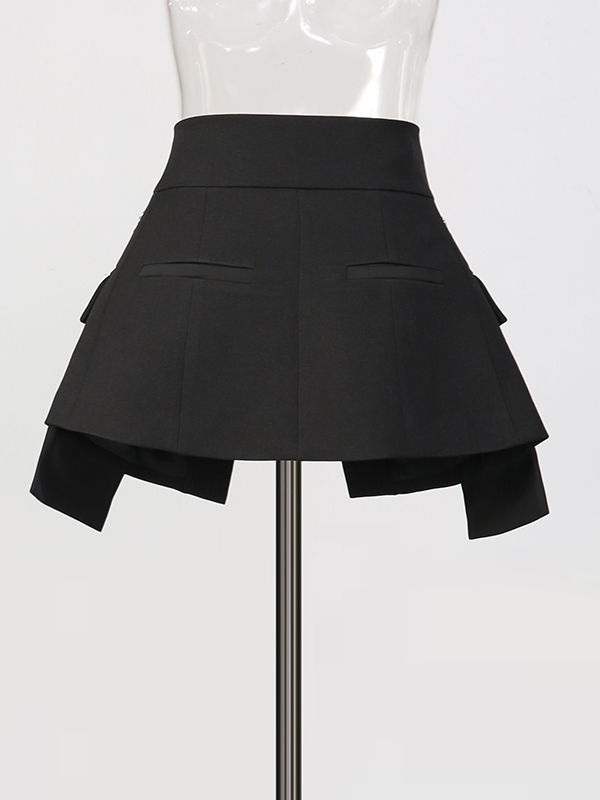 TWOTWINSTYLE Solid Spliced Diamond Fashion Skirt
