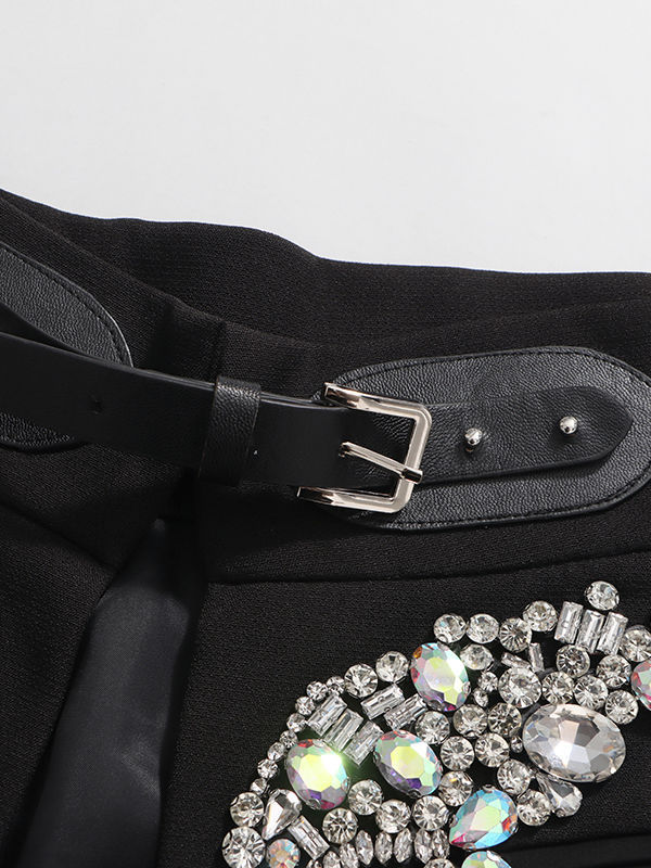 TWOTWINSTYLE Solid Spliced Diamond Fashion Skirt
