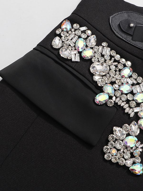 TWOTWINSTYLE Solid Spliced Diamond Fashion Skirt