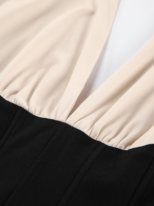 TWOTWINSTYLE V-Neck Tunic Slit Elegant Maxi Dress