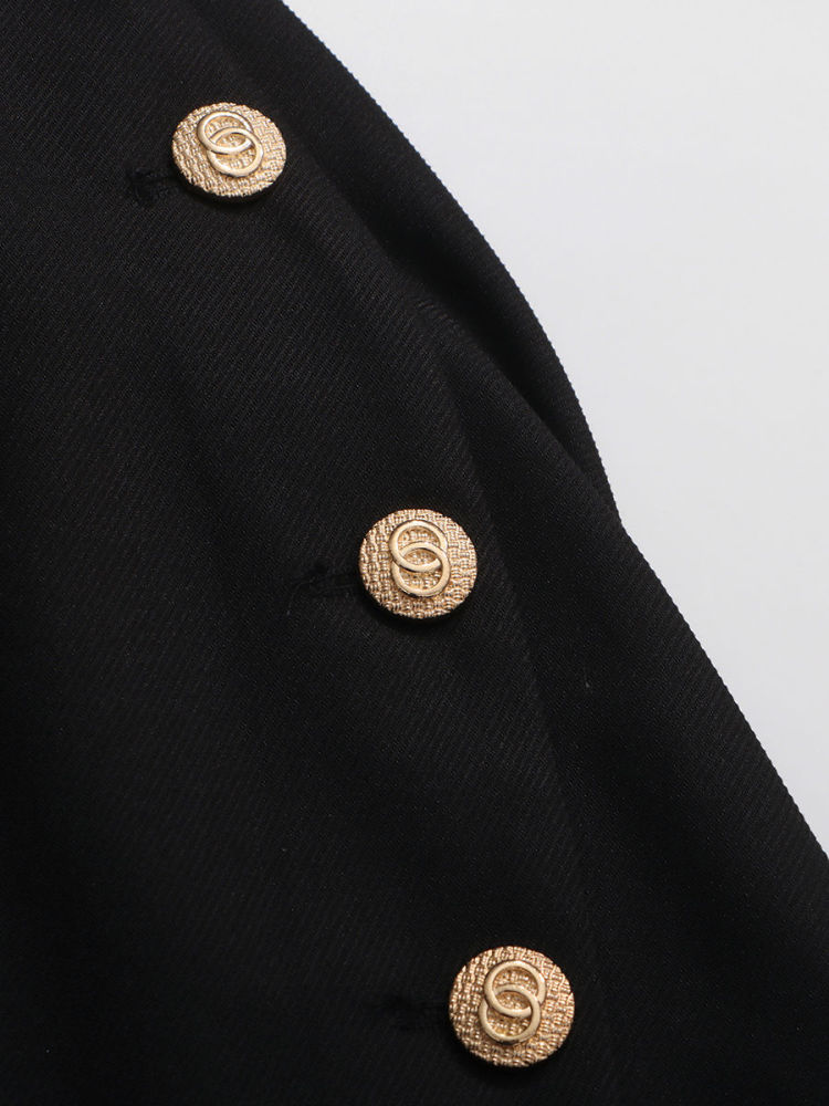TWOTWINSTYLE Designer Stand Collar Tunic Spliced Metal Btton Dress