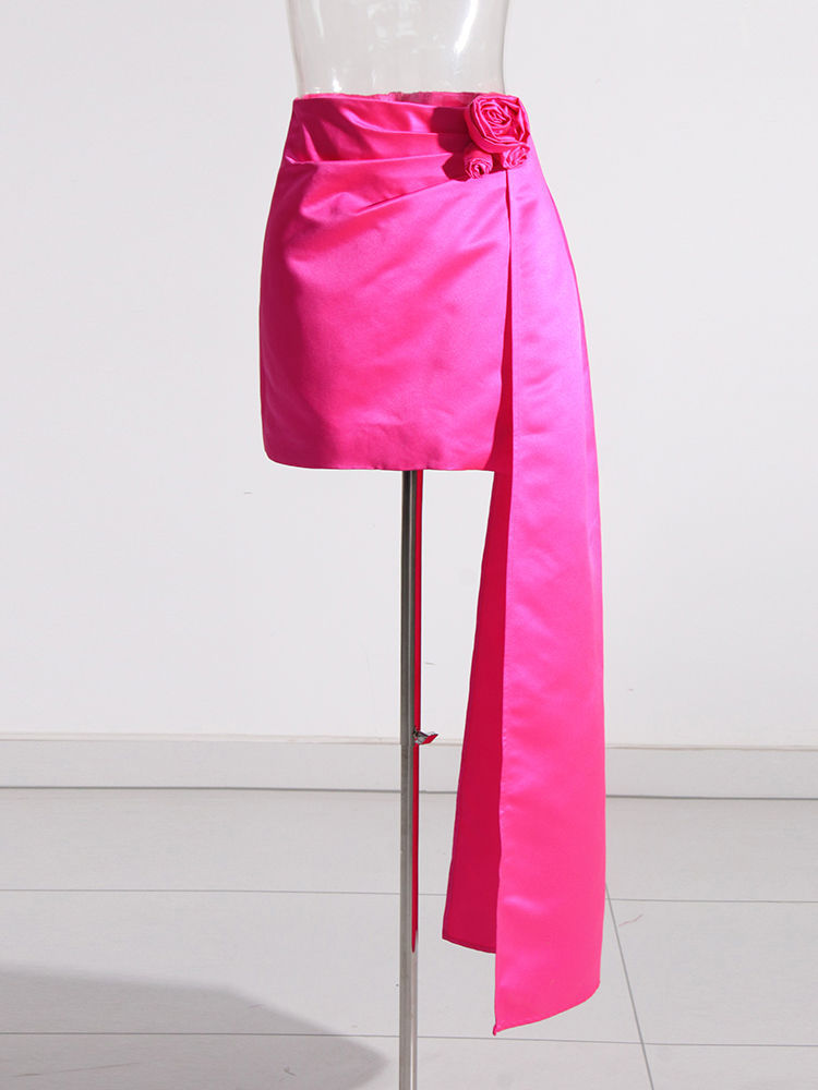 TWOTWINSTYLE Designer Solid Patchwork 3D Flower Skirt