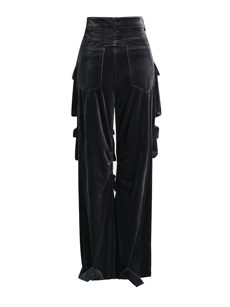 TWOTWINSTYLE High Waist Patchwork Button Fashion Cargo Pants