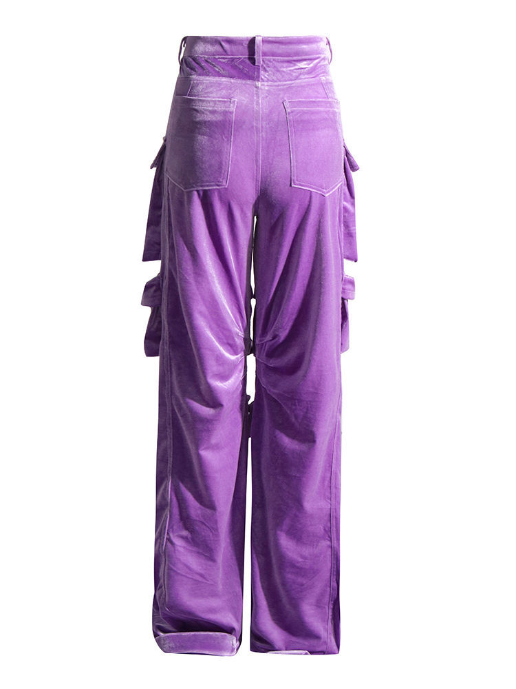 TWOTWINSTYLE High Waist Patchwork Button Fashion Cargo Pants