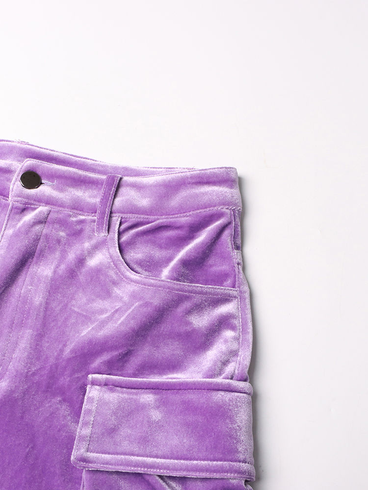 TWOTWINSTYLE High Waist Patchwork Button Fashion Cargo Pants