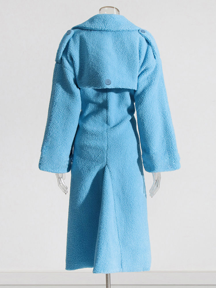 TWOTWINSTYLE Lapel Hollow Out Spliced Button Fashion Coat