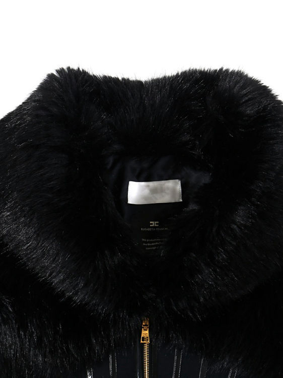TWOTWINSTYLE Lapel Spliced Fur Tunic Fashion Coat