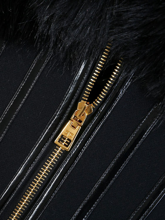 TWOTWINSTYLE Lapel Spliced Fur Tunic Fashion Coat
