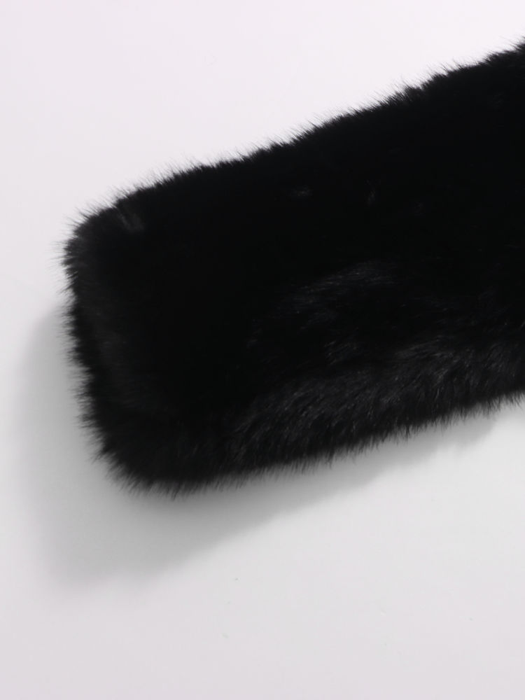 TWOTWINSTYLE Lapel Spliced Fur Tunic Fashion Coat