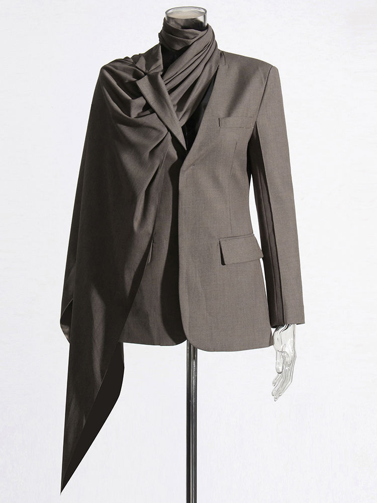 TWOTWINSTYLE Temperament Patchwork Lace Up Tunic Blazers