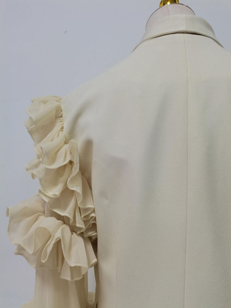 TWOTWINSTYLE Lapel Ruched Irregular Coat