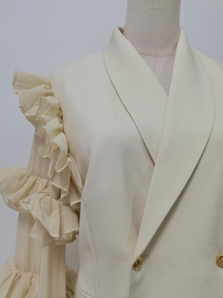 TWOTWINSTYLE Lapel Ruched Irregular Coat