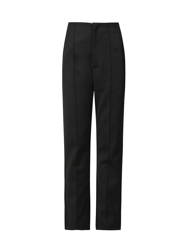 TWOTWINSTYLE Solid Lapel Spliced Metal Button Blazer High Waist Pant Two Piece Set