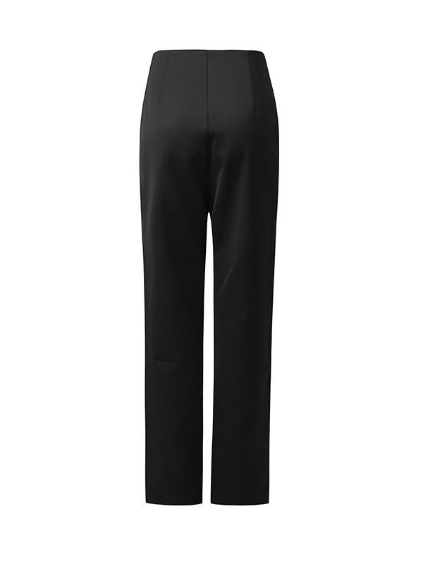 TWOTWINSTYLE Solid Lapel Spliced Metal Button Blazer High Waist Pant Two Piece Set