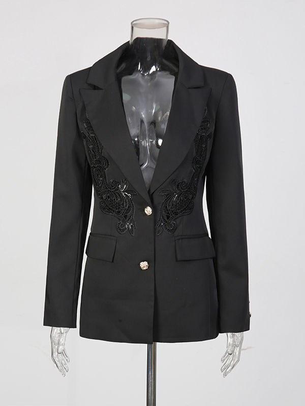 TWOTWINSTYLE Lapel Hollow Out Tunic Temperament Blazers