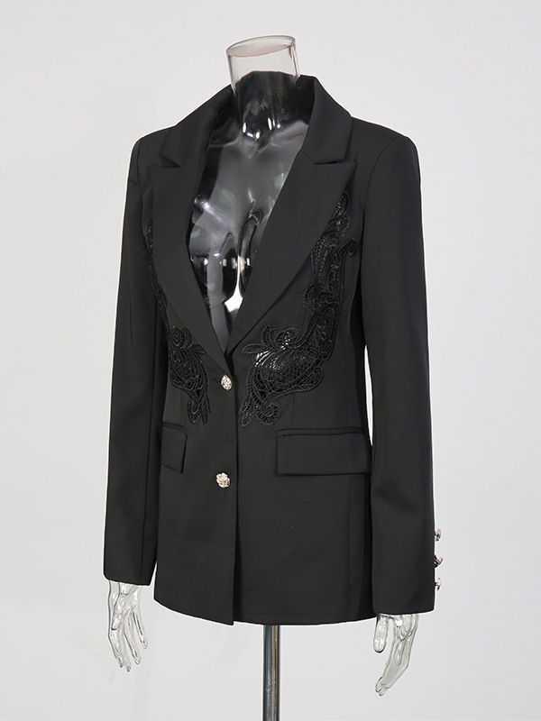 TWOTWINSTYLE Lapel Hollow Out Tunic Temperament Blazers