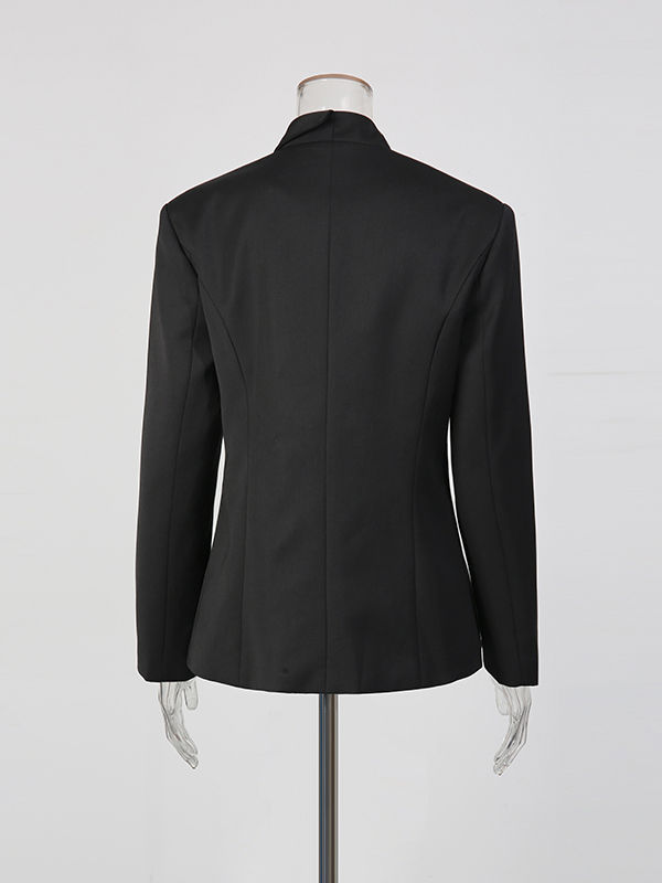 TWOTWINSTYLE Solid Lapel Spliced Metal Button Blazer High Waist Pant Two Piece Set