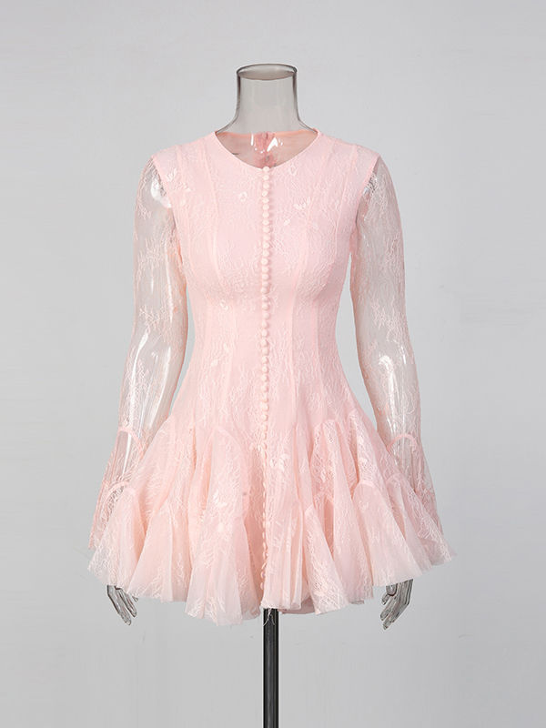 TWOTWINSTYLE Elegant Lace Ruched Mini Dress